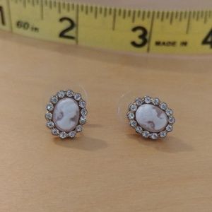 Cameo Earrings with rhinestones, pink and peach